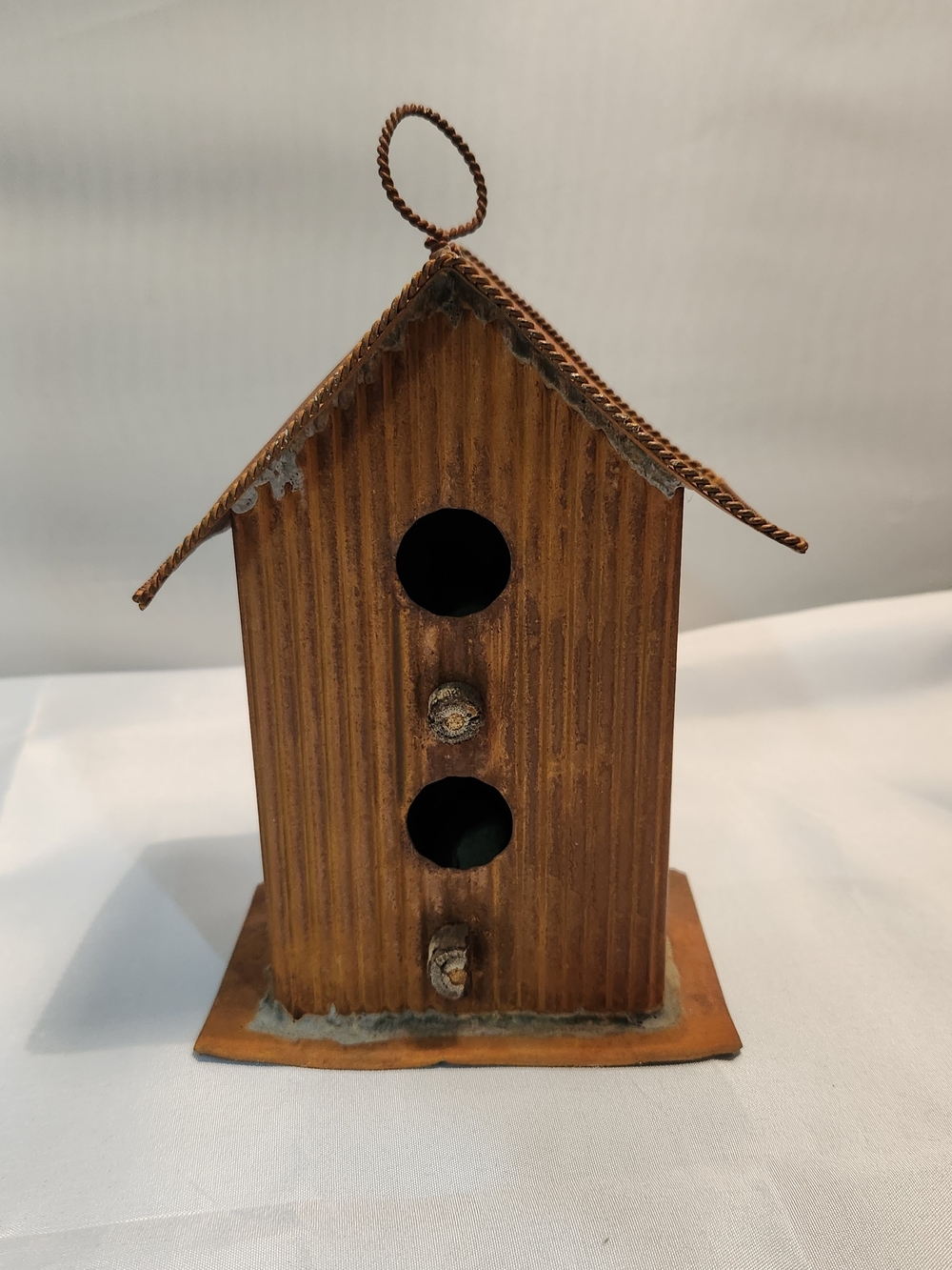 Metal Birdhouse Accent in Brown